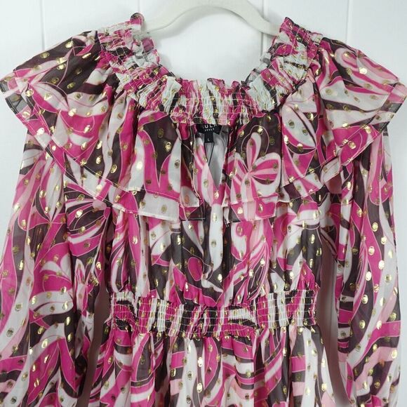 Beulah Style Womens Ruffled Smocked Tunic Large - Picture 5 of 14